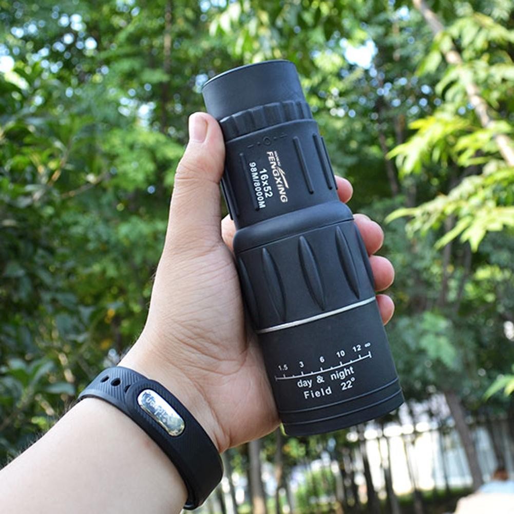 Durable 16X52 Dual Focus Monocular Telescope Zoom Binoculars 66m/8000m HD Scope with Optical Lens Strap/Rubber Outdoor Camp Tool