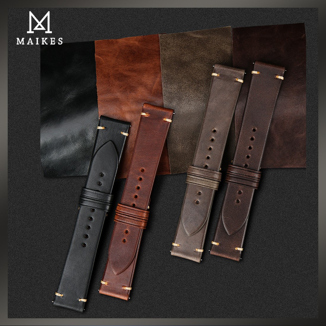 MAIKES Quick Release Watch Band Italy Vegetable Tanned Leather For Huawei Galaxy Watch 22mm Cow Watch Bracelet Leather Strap