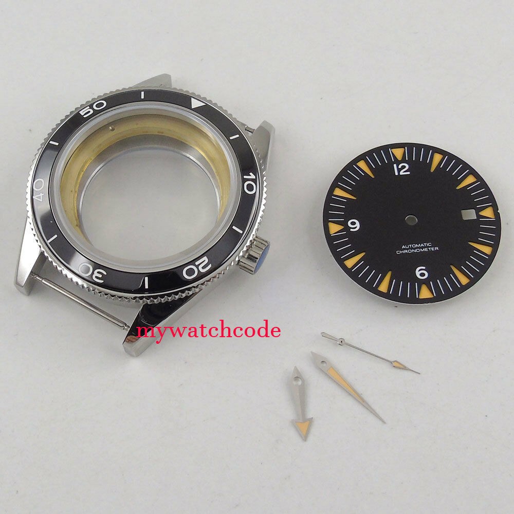 41mm sapphire glass no logo watch case + dial + hand fit ETA 2836 Miyota 8215 821A NH35A NH36A movement