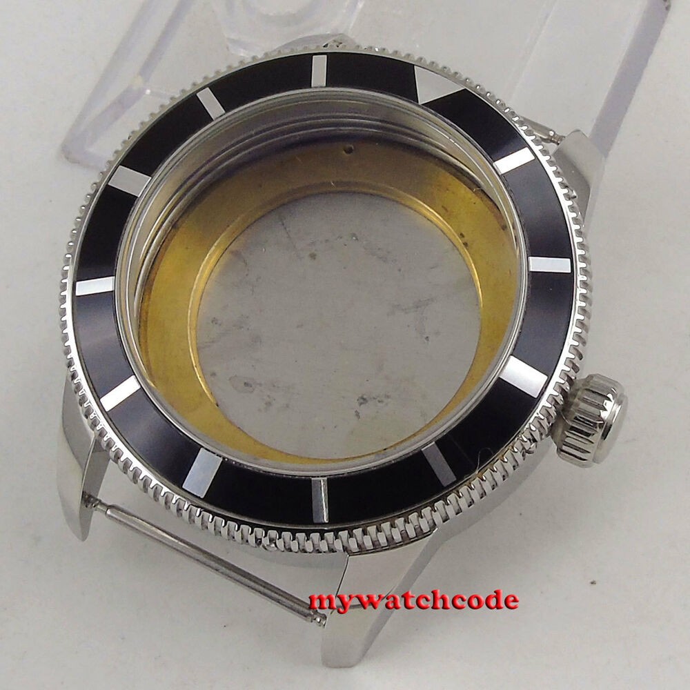 46mm 316L Steel Black Bezel Watch Fit ETA 2836 Miyota 8215 821A DG 2813 3804 movement