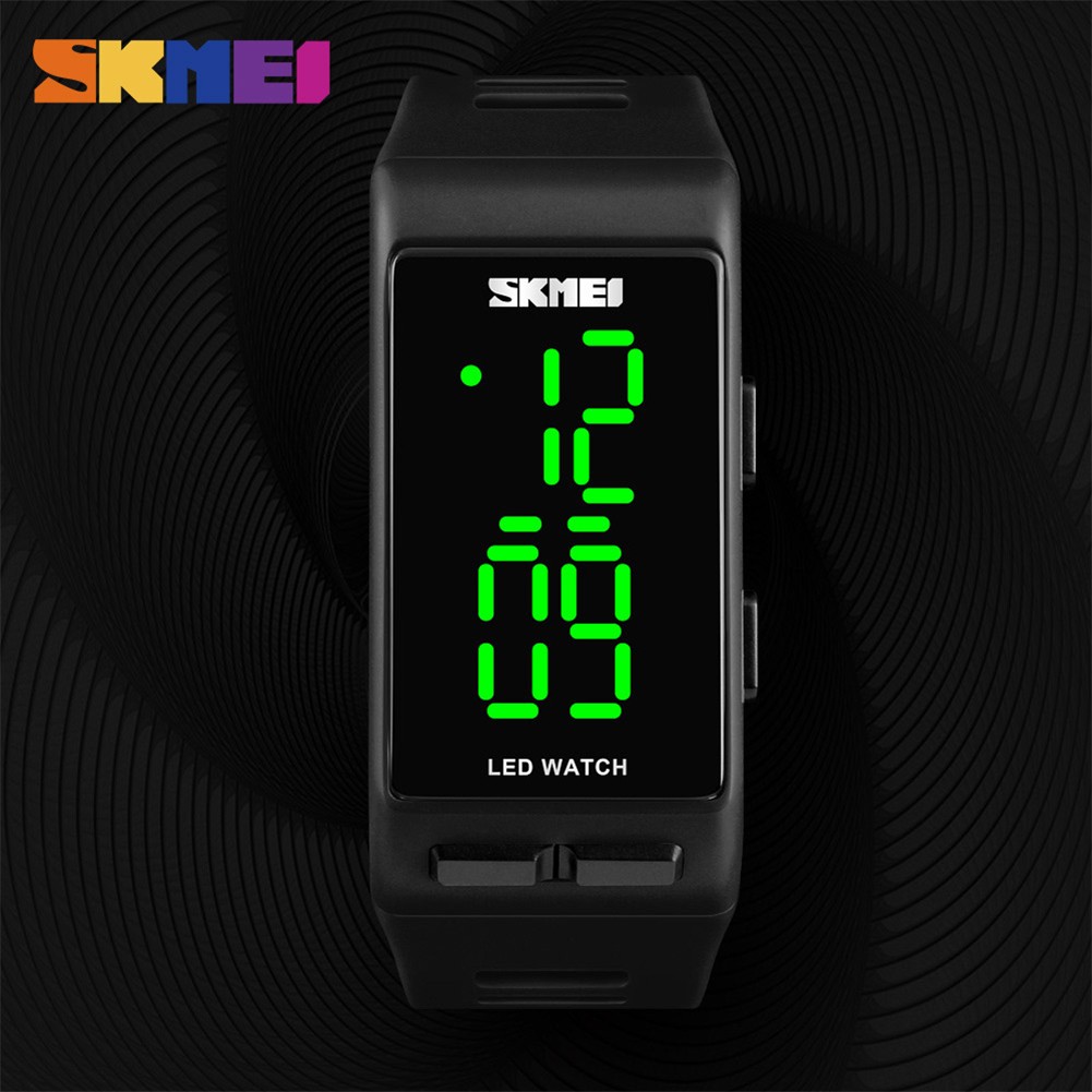 SKMEI Sports Digital Women's Watch Fashion Casual Waterproof Lady Wristwatch PU Strap Alarm Week Display Watches 1364