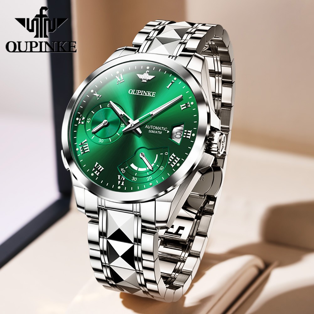 OUPINKE Top Brand Automatic Mechanical Movement Men's Watch Waterproof Tungsten Steel Strap Fashion Simple Men's Watch