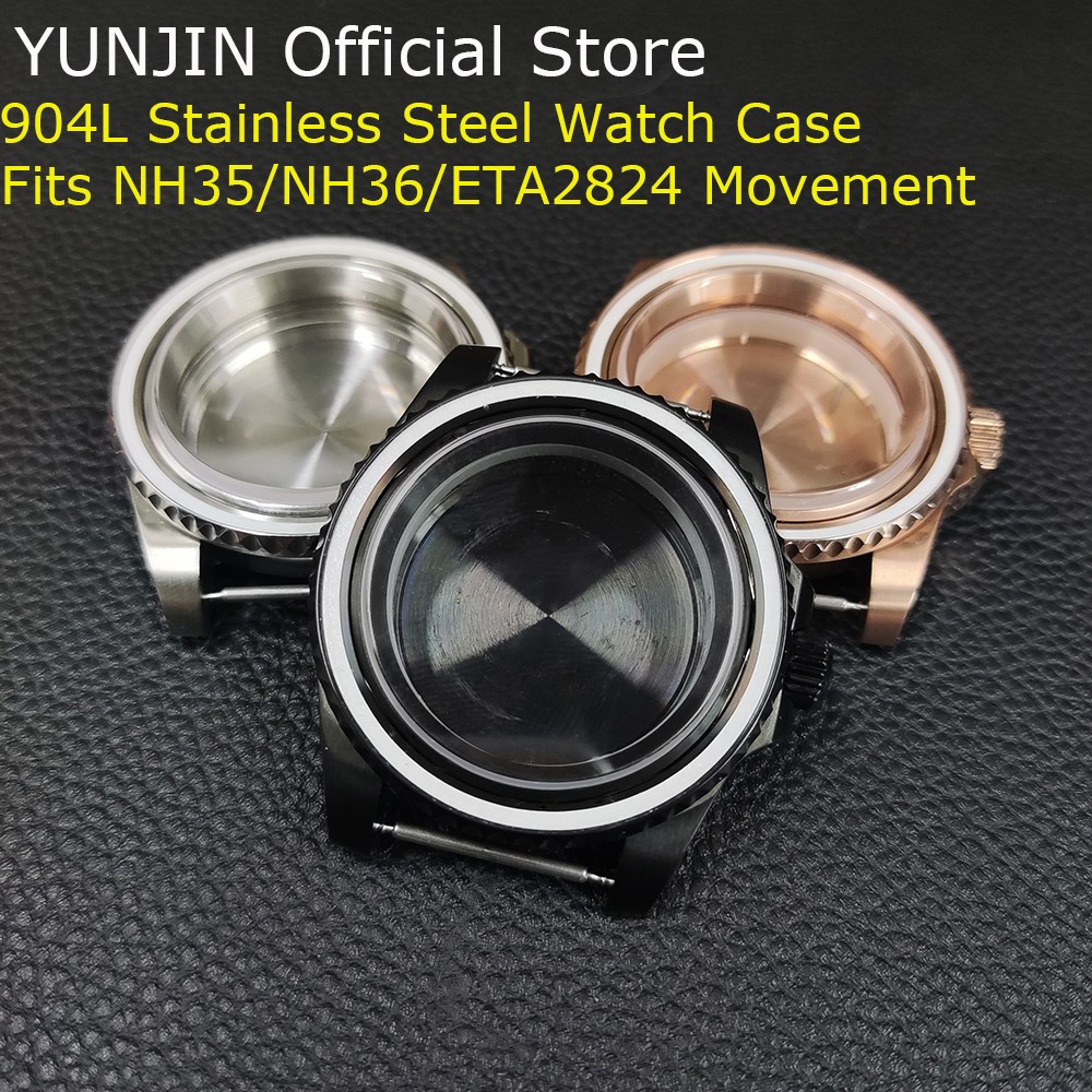 40mm NH35 NH36 Case Sapphire Glass 904L Stainless Steel Watch Bezel Adjustment Fits NH35/NH36/ETA2824 Movement