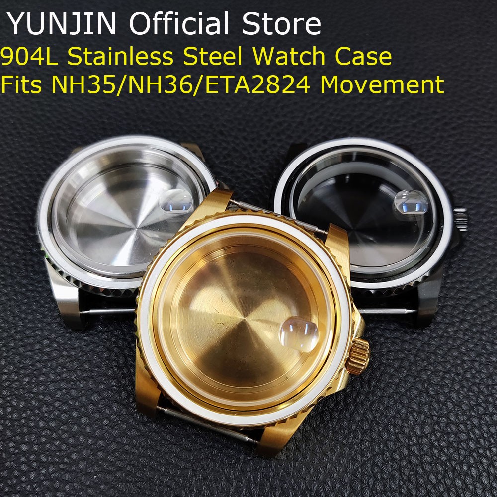 40mm NH35 NH36 Case Sapphire Glass 904L Stainless Steel Watch Bezel Adjustment Fits NH35/NH36/ETA2824 Movement