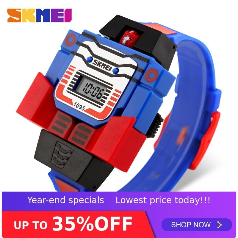 SKMEI 1095 Children's Wristwatch Kids Boy Detachable Digital Watch Robot Deformation Toy