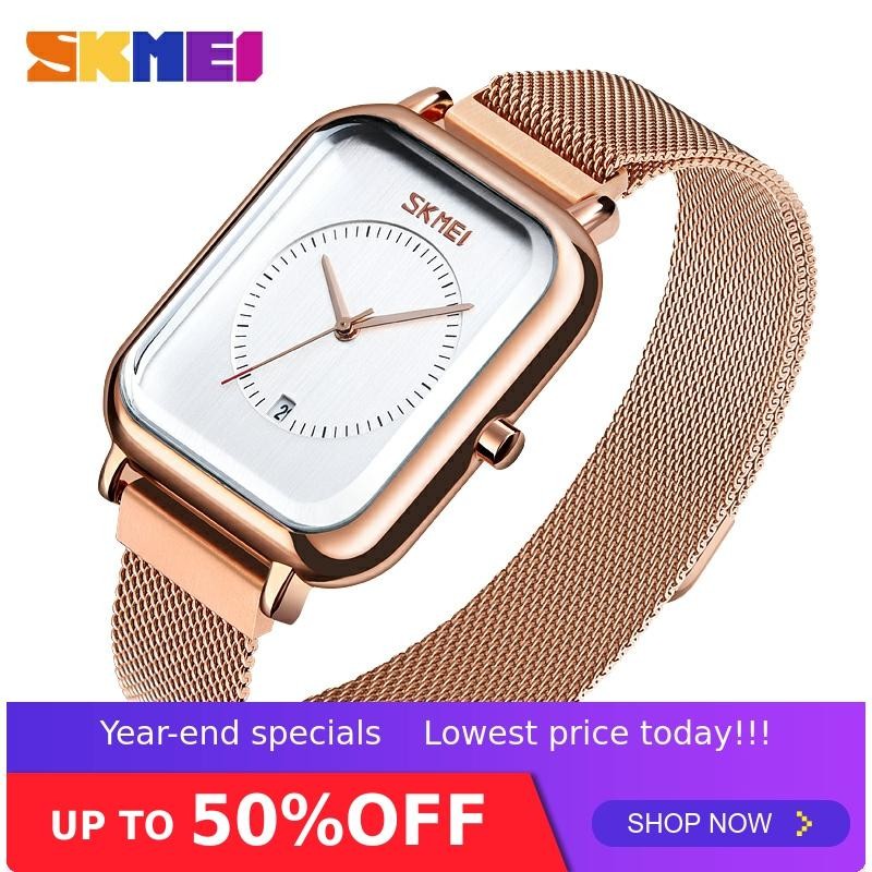 Skmei Women's Watch With Crystal Inlay Stainless Steel Band Wristwatch With Quartz Watch 9207