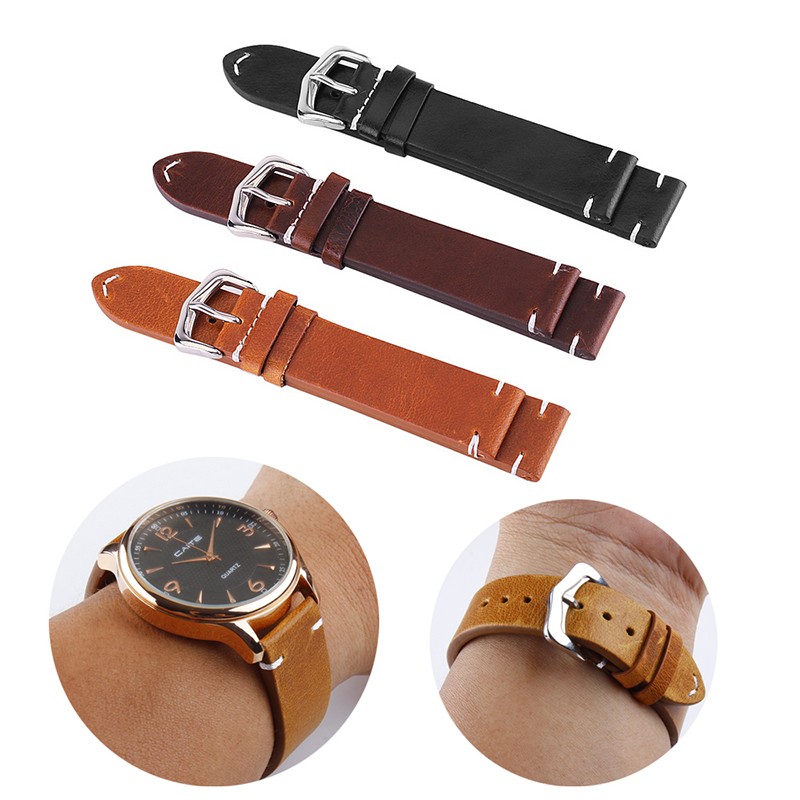 Genuine Leather Watchbands 18/19/20/21/22/24mm Watch Band Strap Steel Pin Buckle High Quality Business Wrist Strap Bracelet