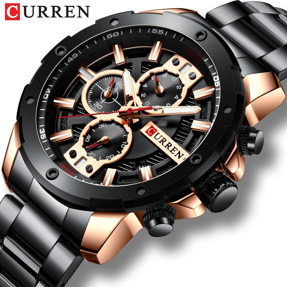 CURREN Luxury Military Waterproof Sport Stainless Steel Men's Watch Fashion Business Quartz Watch for Men relogio masculino