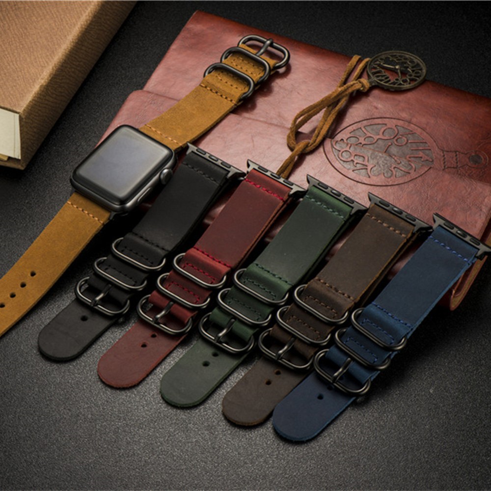 Fashion Vintage Leather Buckle Band for Apple Watch Series 7 6 5 4 3 2SE 38 40 41mm 42 44mm Watch Band for iWatch Strap Buckle