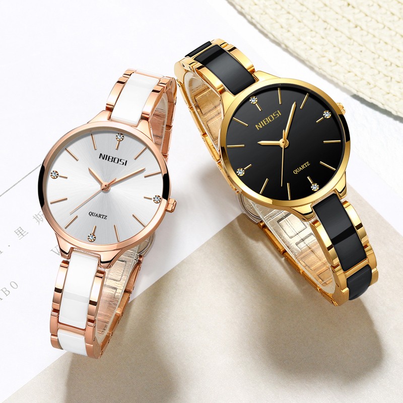 NIBOSI Women's Wrist Watch Ceramic Wristwatches Ladies Creative Watch for Women Female Clock Relogio Feminino Montre Femme