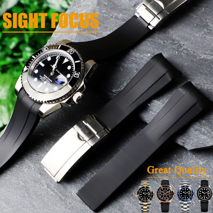 Rubber strap for Submariner 116610 GMT, 20mm, curved tip, men's watch, ghost water, Oysterflex, crown