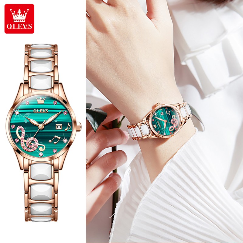 Luxury Women Watch Ceramic Strap Ladies Watch Japanese Movement Diamond Note Woman Wristwatch Gift for Wife Montre Femme