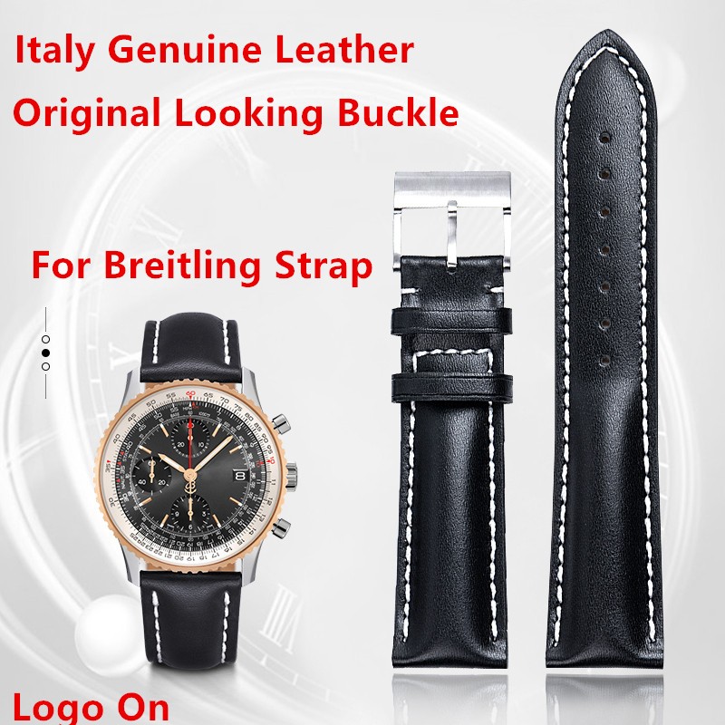 22mm 24mm for Breitling Strap Italy Genuine Cow Leather Watch Band Premier B01 Bentley Avenger Navitime 316L Pin Buckle Logo