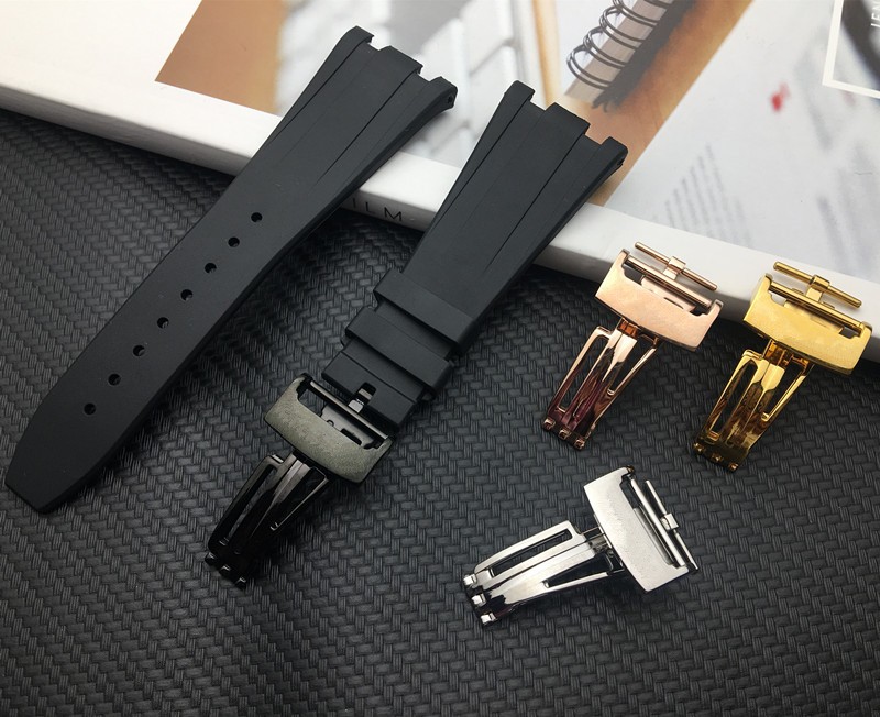 Luxury Brand Silicone Rubber Watchband For Audemars For Piguet Strap 28mm Watch AP Band Men Bracelet Butterfly Buckle Tools