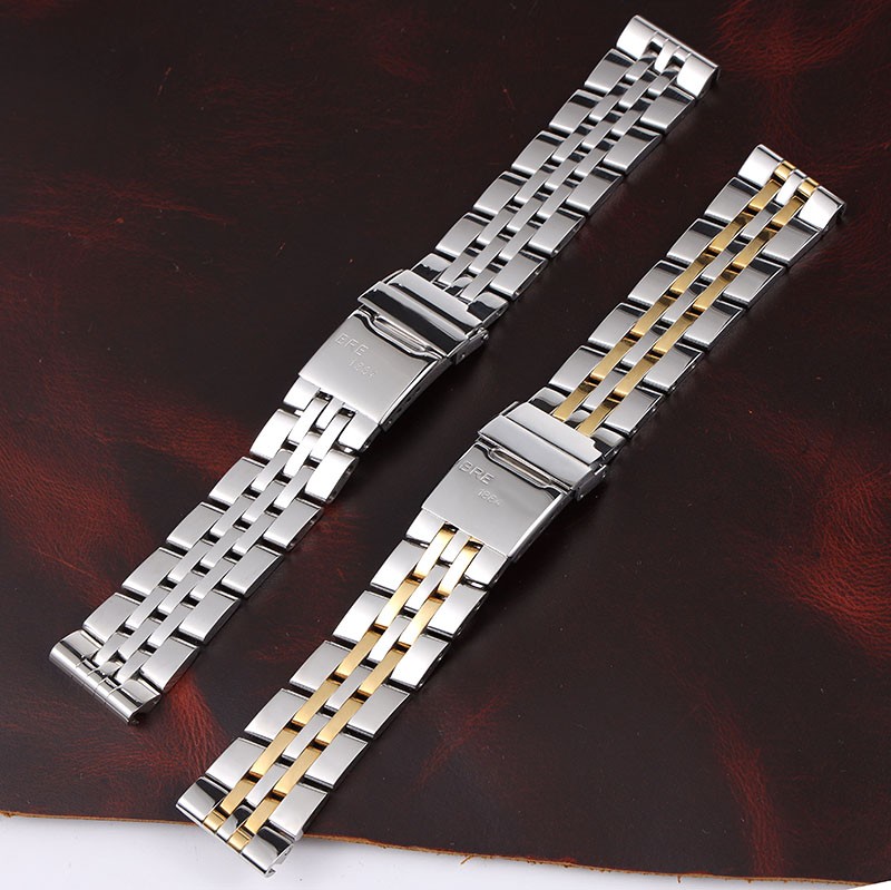 18 20mm 22mm High Quality Stainless Watchband for Breitling Watch Strap Silver Gold Men Bracelet Push Button Hidden Clasp