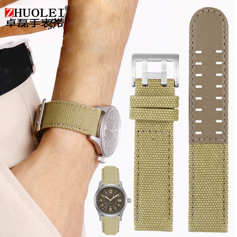 For hamilton khaki field watch h760250/h77616533/h70605963 H68201993 watch strap genuine leather nylon men watch band 20mm 22mm