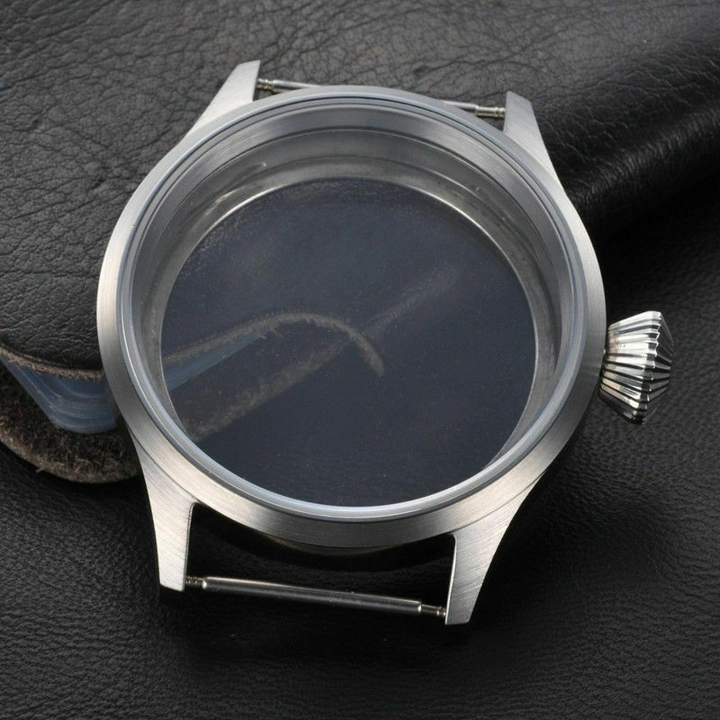Watch 316 stainless steel silver necklace fit for ETA UNITAS 6497/6498 movement, sapphire glass 43mm men's watch