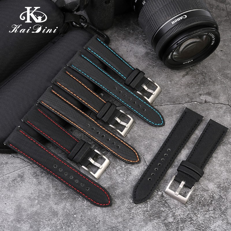 Nylon fiber waterproof watch with white male 20 21 22 23 24mm handmade canvas watchband army sport watch nylon watchband strap