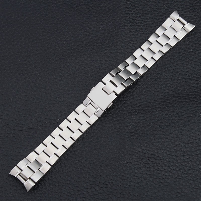20mm 22mm Solid Silver Stainless Watchband For Tag Heuer Carrera Special Curved End Clasp Men's Wristband Logo On