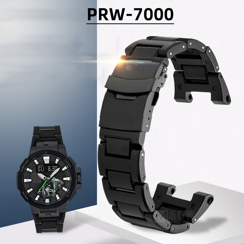 Light Hard Plastic Watchband Bracelet for Casio PROTREK 5480 PRW-7000 Mountaineering Sports Watch Black Strap PRW-7000FC