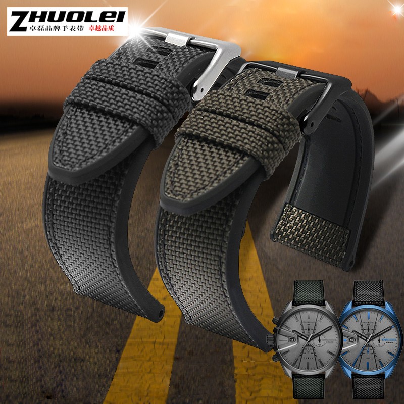 For Diesel Dz4500 Dz4506 DZ7420 DZ4318 Canvas Silicone Watch Strap Men's Officer Series 24 26 28mm Accessories Nylon Watchband