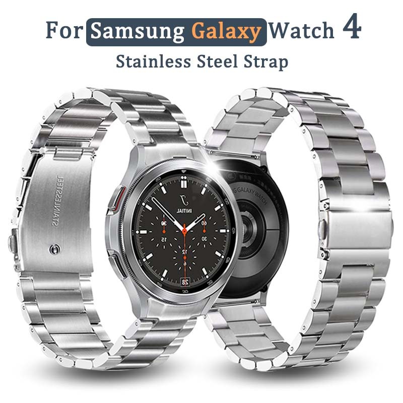 No Gaps Titanium Plating Strap For Samsung Galaxy Watch 4 Classic 46mm/44mm/40mm Wrist Band Curved End Metal Stainless Watchband