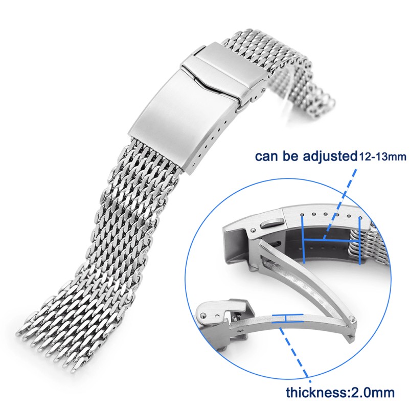 Luxury Milanese Loop Mesh Strap Stainless Steel Watch Band Solid Double Watch Buckle Watchband Men Watches Accessories 18/22mm