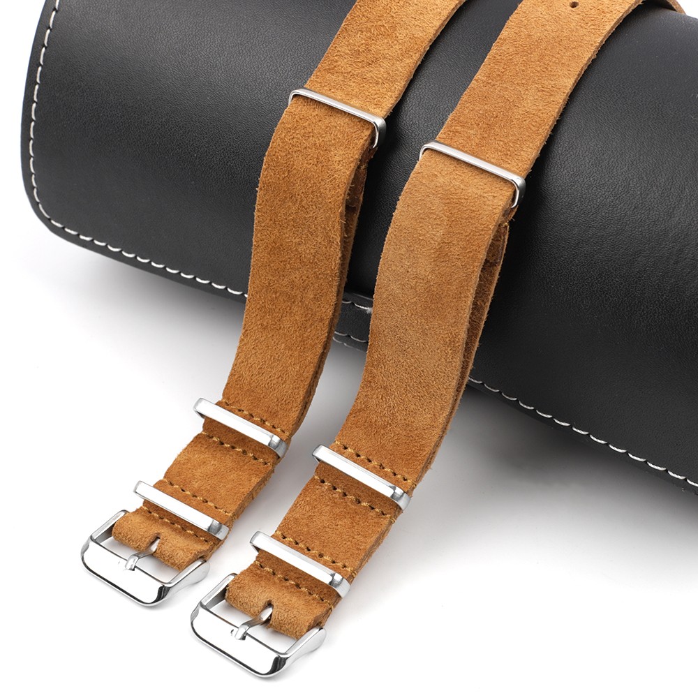 NATO Zulu Watch Strap Suede Leather Soft Watch Band Stainless Steel Square Buckle Wrist Replacement Strap18mm 20mm 22mm 24mm