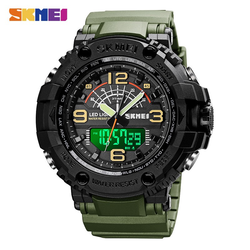 SKMEI 1617 Military Camouflage Sport Watches Stopwatch Alarm 3 Time 5Bar Waterproof Male Clock Men Watch relojes hombre 2020