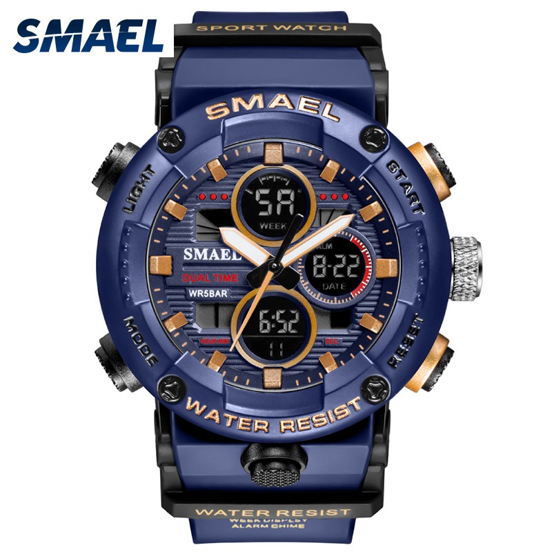 SMAEL sport watch men waterproof LED digital watches stopwatch big dial watch for male 8038 relogio masculino men quartz watches