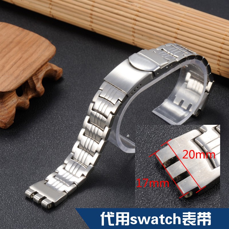 Watch Accessories Watch Strap For Swatch Watch Stainless Steel Bracelet Solid Convex And Prong Steel Belt 17mm 17.5mm 20mm 22mm