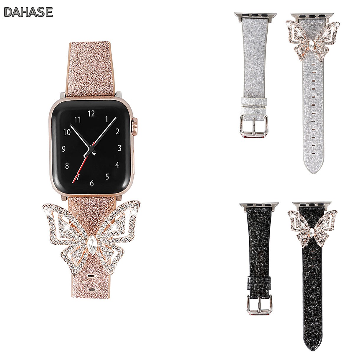 Glossy Leather Strap for Apple Watch Series 1 2 3 4 5 6 SE Diamond Band for 38 40 42 44mm iWatch