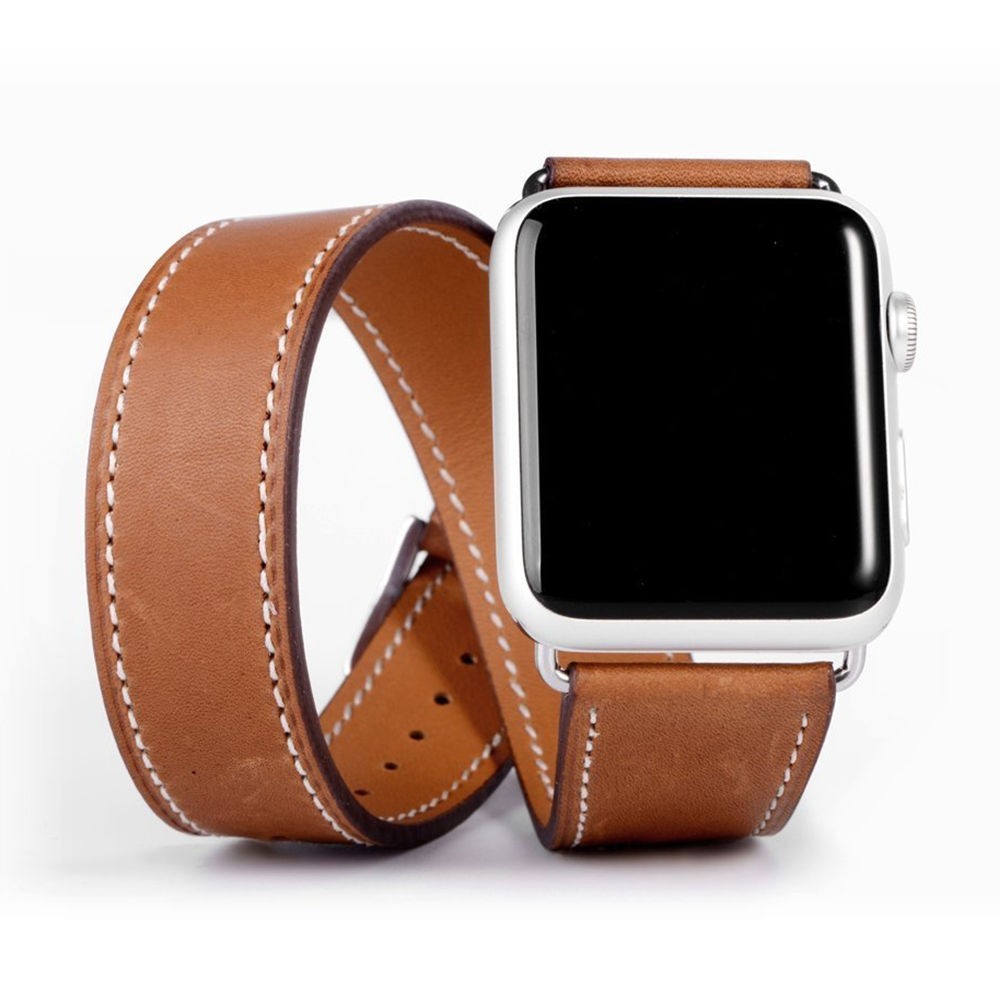 Double Round Strap for Apple Watch Band 45mm 41mm 44mm/40mm 42mm/38mm Leather Watchband Bracelet iWatch Series 5 4 3 se 6 7 band