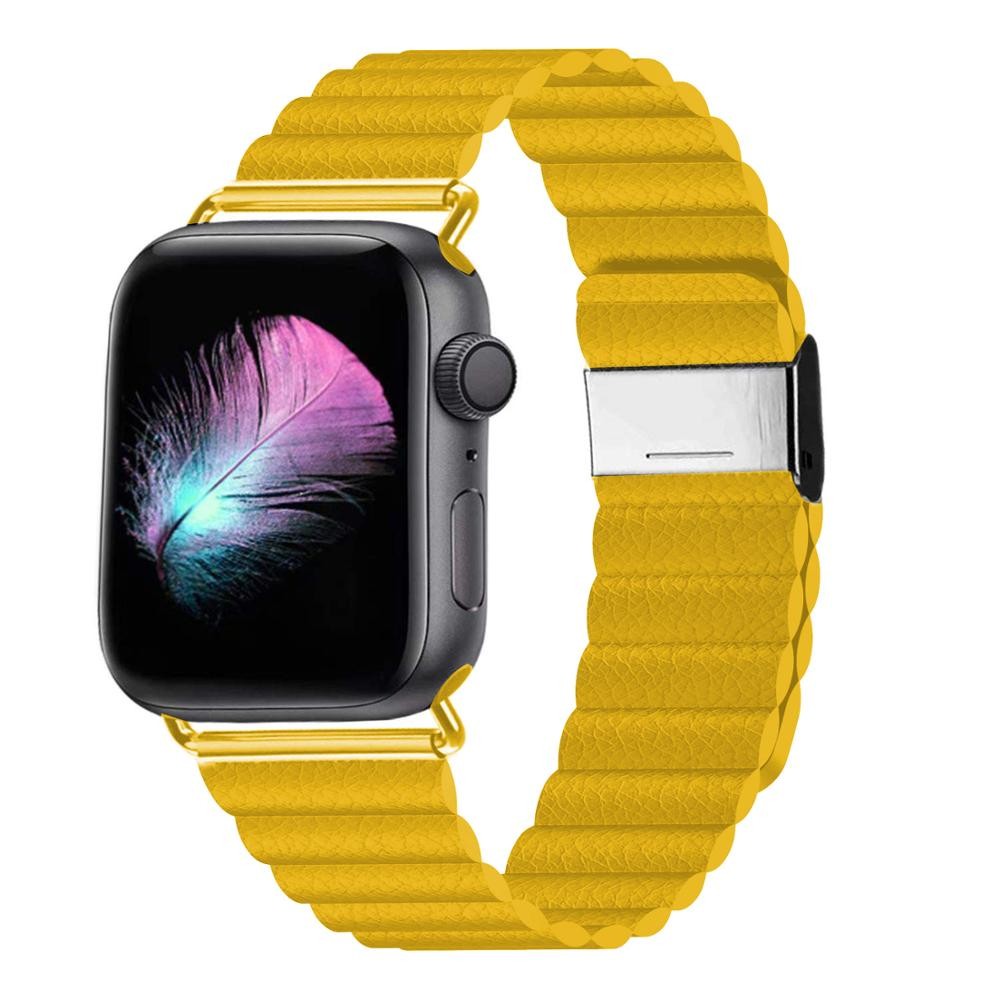 Link Leather Strap for Apple Watch Band 44mm 45mm 40mm 38 42 1:1 Original Magnetic Loop Bracelet iWatch seires 6 4 SE 7 41 band