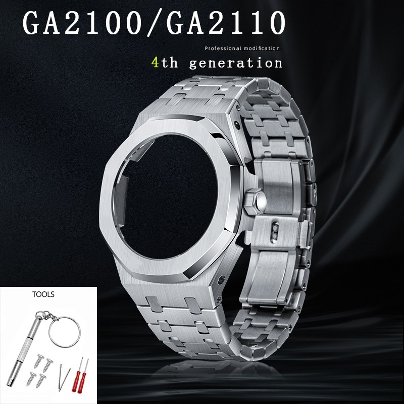 4th Generation GA2100 GA2110 Watches Octagonal Full Metal Strap with Adjusted Crown 316 Stainless Steel