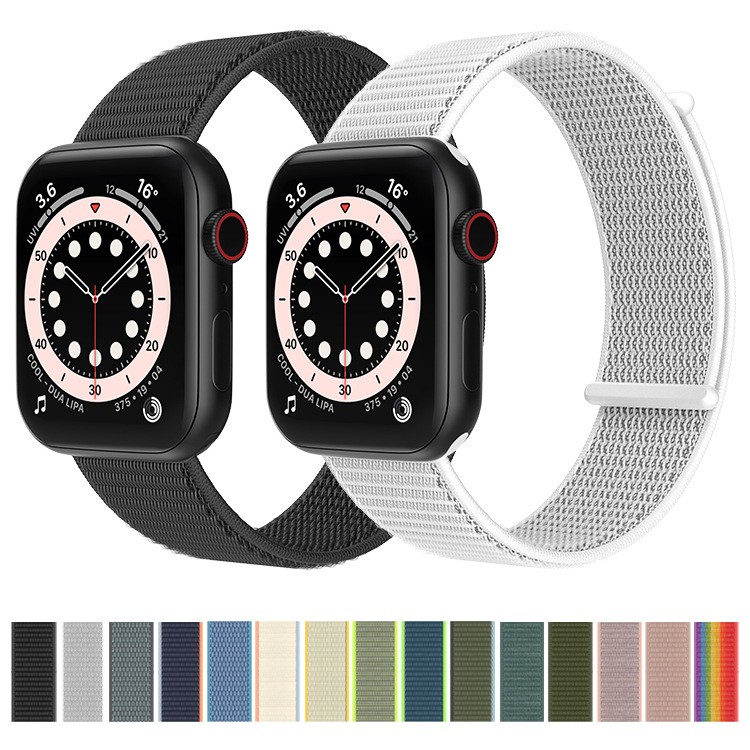 Correa de rivets weave para apple watch, panda de 44mm, 40mm, 38mm, 42mm y 44mm para adjustable velcro apple watch 6 5 4 3 se