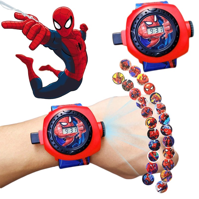 Spiderman Captain America Big Hero 6 Child 20 Modes 3D Projection Pattern Digital Watch Cartoons Boy Girl LED Electronic Watch