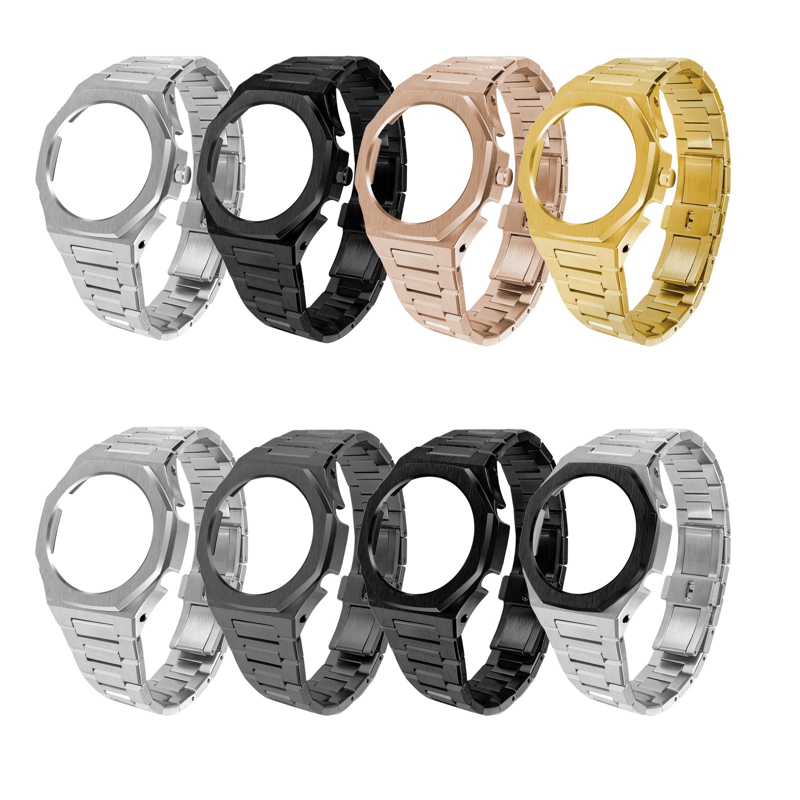 GA2100 New Model Home Oak All Metal Bezel Strap Simple Style in One Watch Bands for G-SHOCK GA2100/2110 Accessories