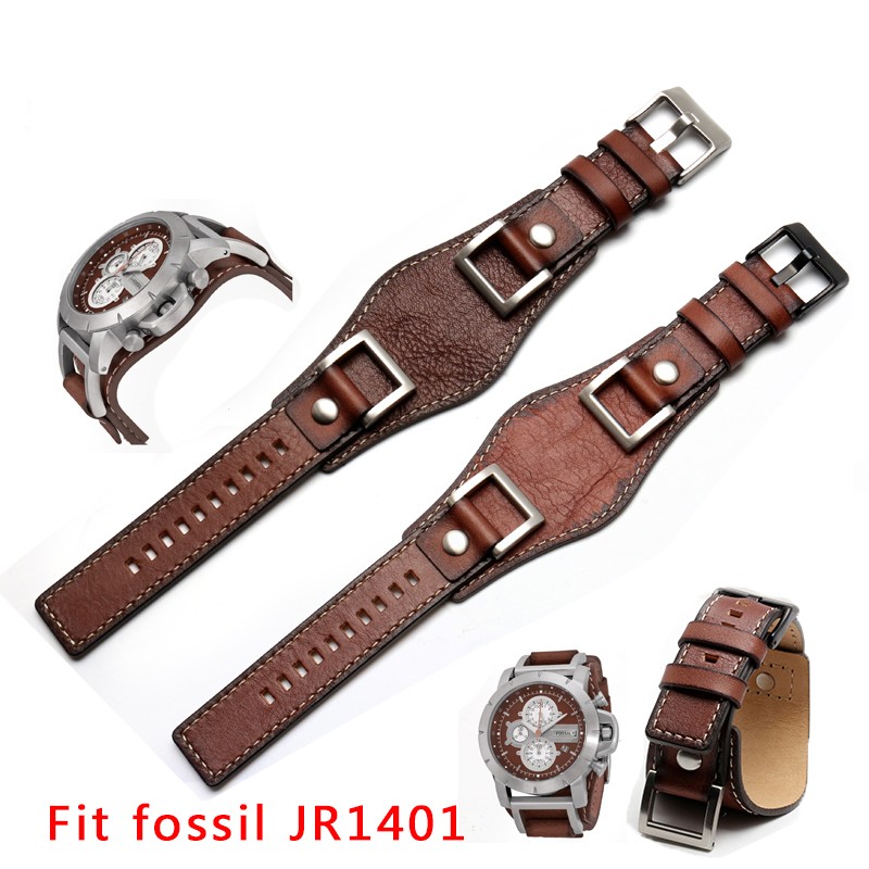 New design for Fossil JR1401 JR1156 JR1157 24mm luxury genuine leather strap tray gato watchband for men steel buckle strap