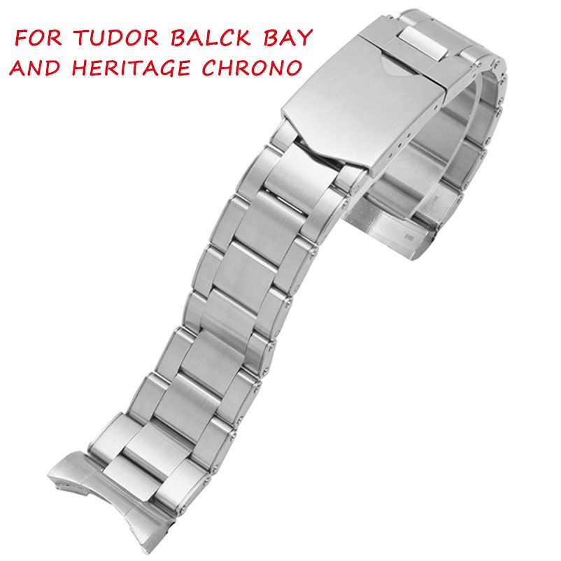 Stainless steel watch band, solid, 22 mm, for Tudor Black Bay 79230 79730 Heritage Chrono, logo without rivet