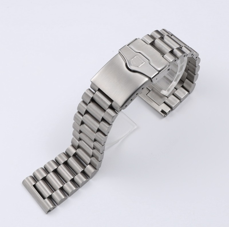 22mm Stainless Steel Watchband Sport Bracelet Flat End Double Push Button Deployment Clasp Replacement Metal Strap For Tag Heuer