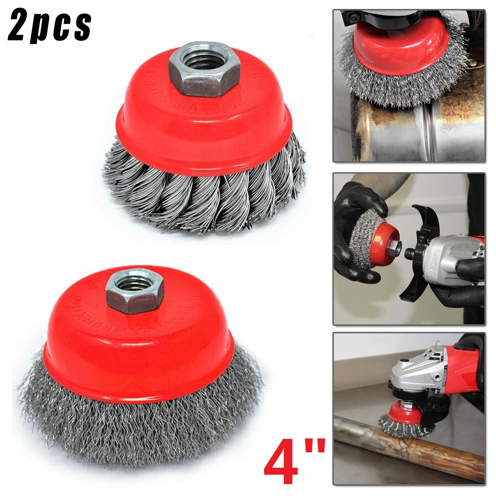 2pcs Wire Brushes Cup Brush Wheel Electric Drill 8500RPM Deburr Curly Remove Paints Rust Grinder Rotary Cleaner Polisher Tool