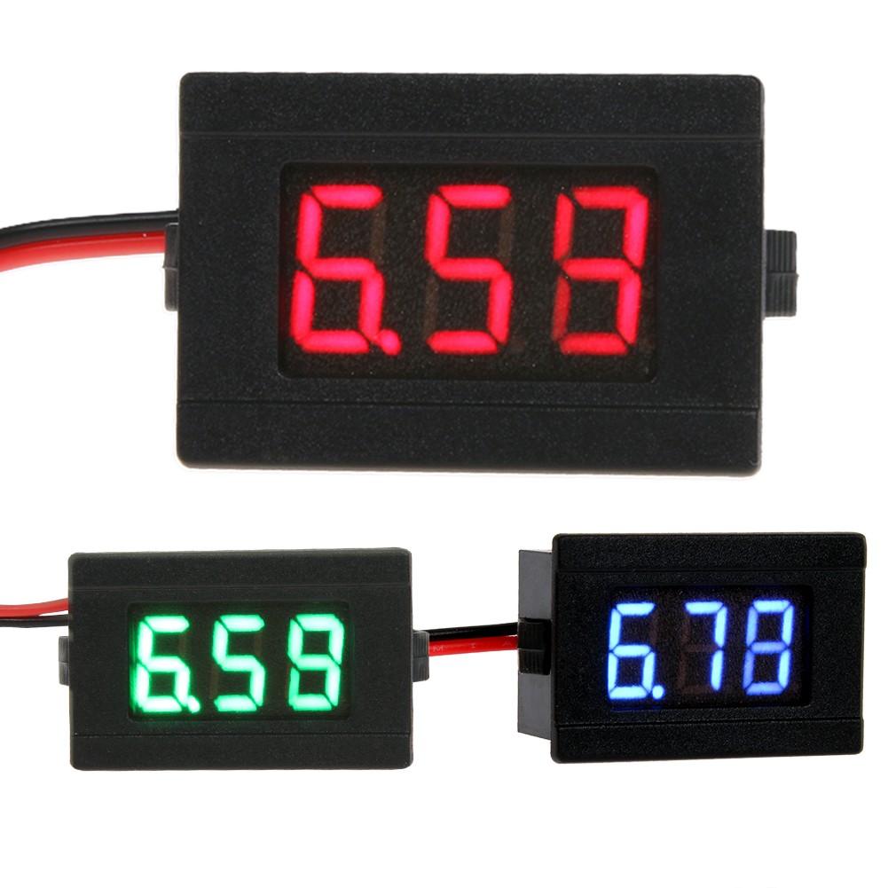 0.36 inch 0.36" digital voltmeter red green blue dc 0v-100v 3 lines 3 digits voltage meter led color display panel for arduino