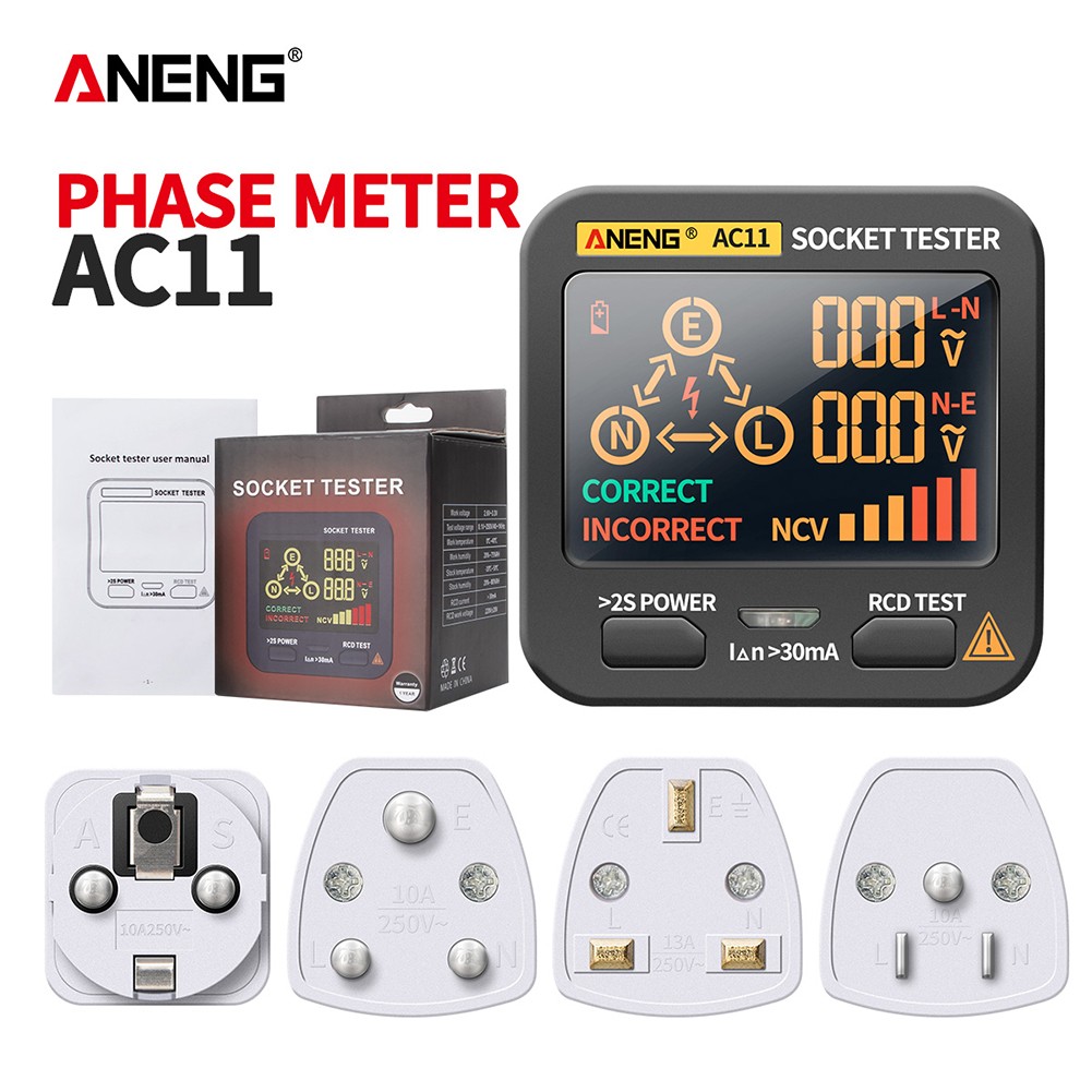 ANENG AC11 Digital Smart Socket Test Circuit Polarity Phase Check Voltage Plug Outlet Switch Detector US/UK/EU/AU Plug