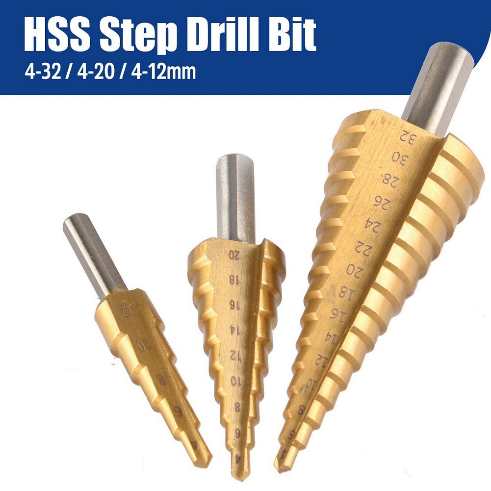 4 -32mm HSS Titanium Coated Metal Hex Core Drill Bits High Speed ​​Steel Step Drill Bit Set Cone Hole Wood Cutter Metric Taper