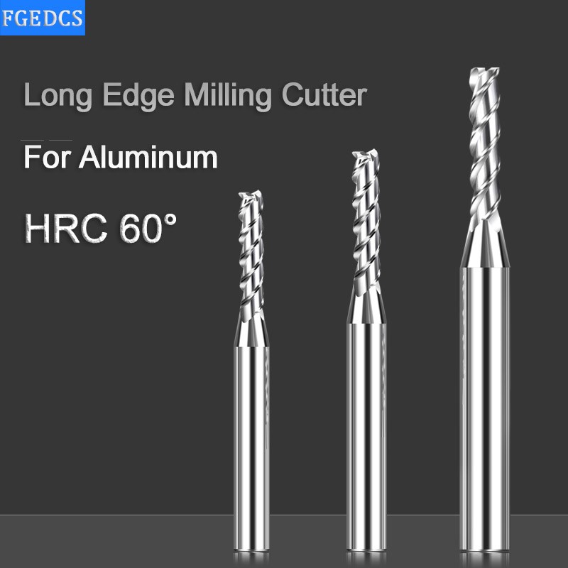 End Mill Aluminum Milling Cutter Edge Lengthened 3 Flute Metal Cutters 0.3 0.4 0.5 0.6mm 1.2 1.4 1.8mm 0.8mm Carbide Computer Tools