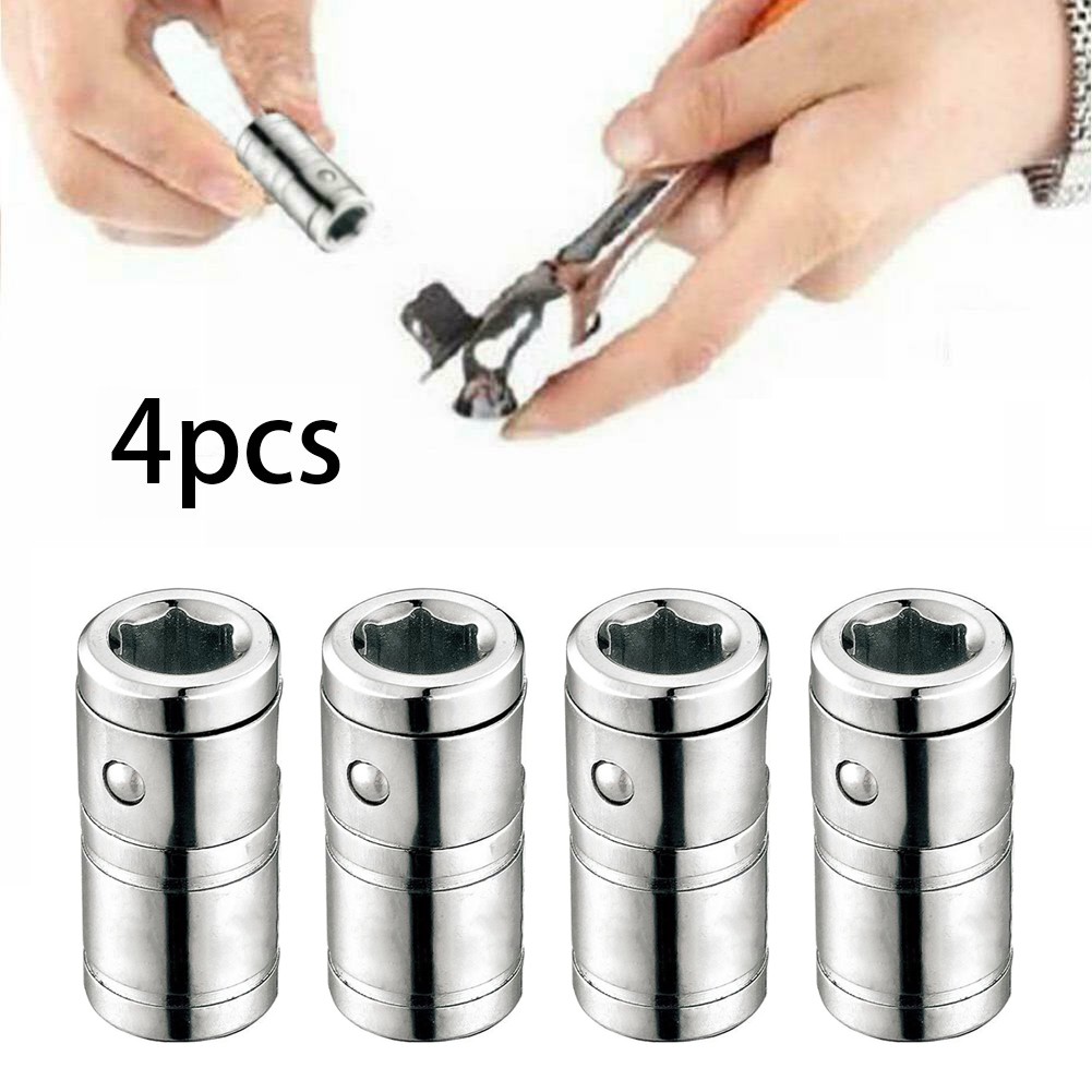 4pcs Ratchet Socket Adapter 6.3mm Square Drive To 1/4" Hex Shank Socket Bit Adapter Quick Release Screwdriver Adapter Holder