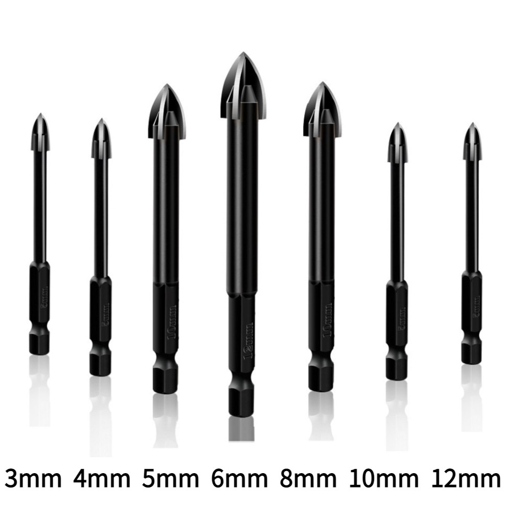 3-12mm Triangle Drill Bit Set DIY Ceramic Cup Cross Hex Tile Bit Seat Drill Bits Hole Opener Woodworking Tools Repair Tool