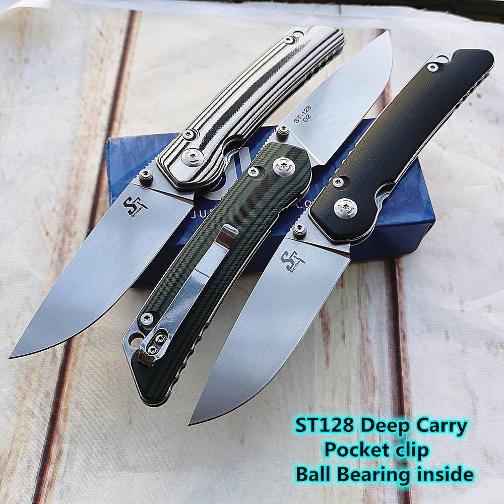 Sitivien ST128 Real D2 Steel Ball Bearing Thumb Open Folding G10 Camping Hunting Kitchen Survival Outdoor EDC Tool Utility Knife