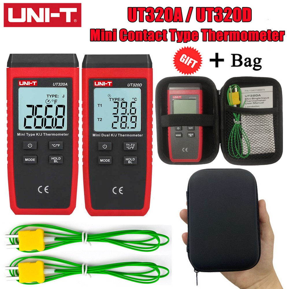 UNI-T UT320A/UT320D صغيرة نوع الاتصال ميزان الحرارة واسعة النطاق عالية الدقة قطرة برهان K/J الحرارية التحقيق اختيار